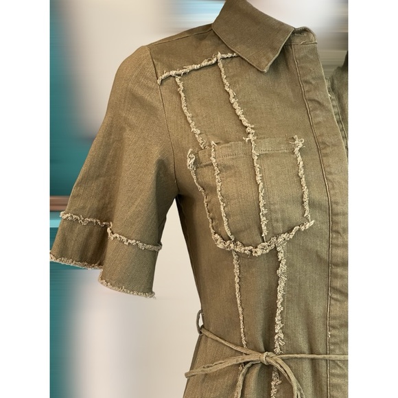 LENA Super cute khaki green dress S M L - Picture 6 of 6